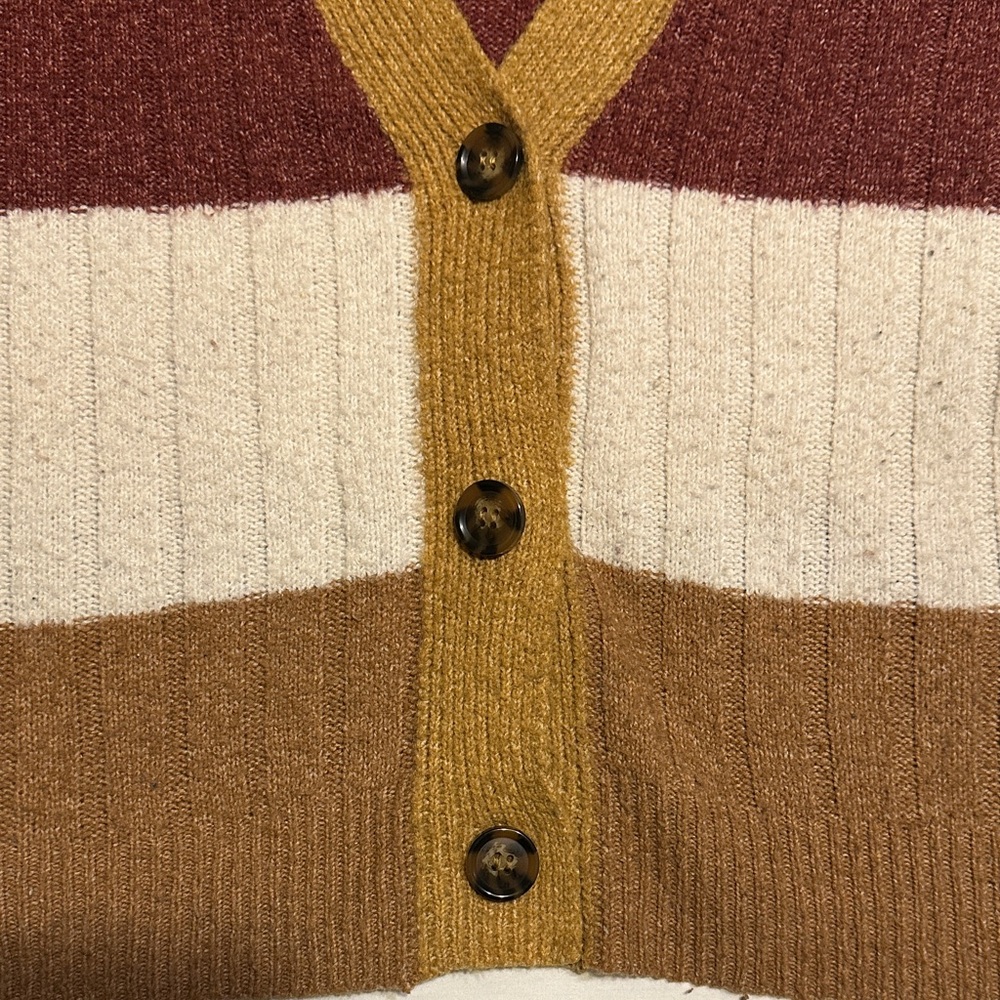 Pink Rose Mustard Burgundy Cream Tan Cardigan - Picture 3 of 6